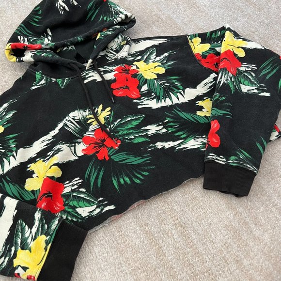 Floral Print Cropped Hoodie - Picture 3 of 9
